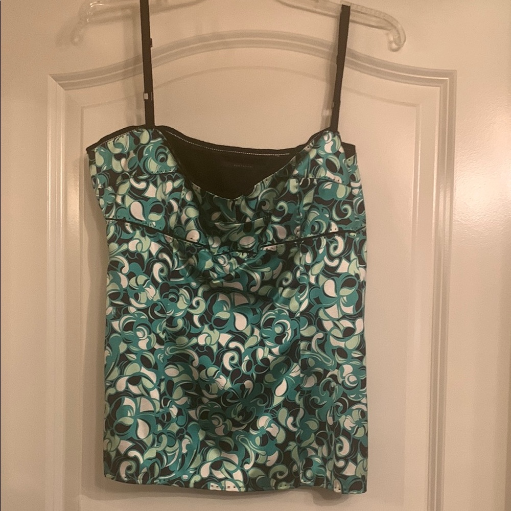 Elie Tahari Floral Green and Black Women's Cami Top